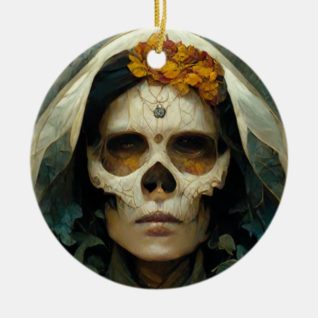 Wood Witch 2 Fantasy Ceramic Ornament (Front)