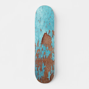 Wood with Peeling Blue Paint Skateboard Deck