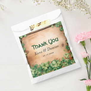 Wood with vine St. Patricks Day wedding Thank You Favor Bag