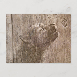 Wood Wolf Pup Art Postcard