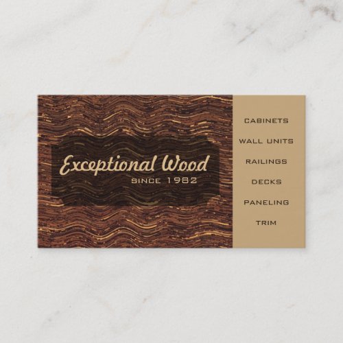 Wood Work Carpenter Brown Wavy Wood Inlay Pattern Business Card