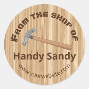 Wood Working From the Shop Of Personalized Handy Classic Round Sticker