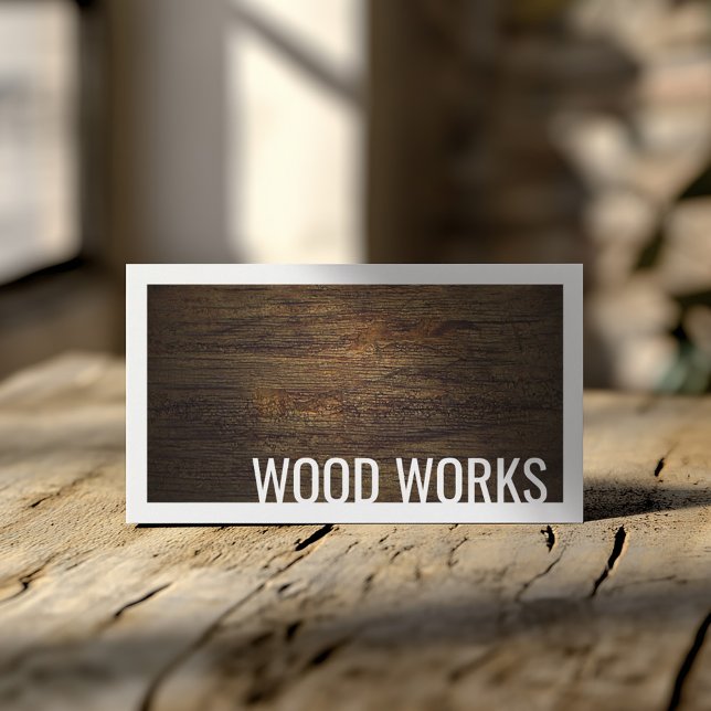 Wood Works Wooden Board Design Bordered Card (Perfect for business)