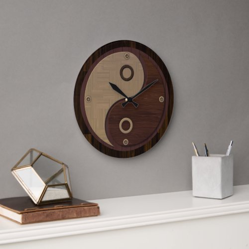 Wood Yin Yang Wall Clock