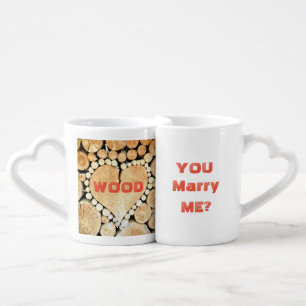Wood you marry me proposal nestled mug set