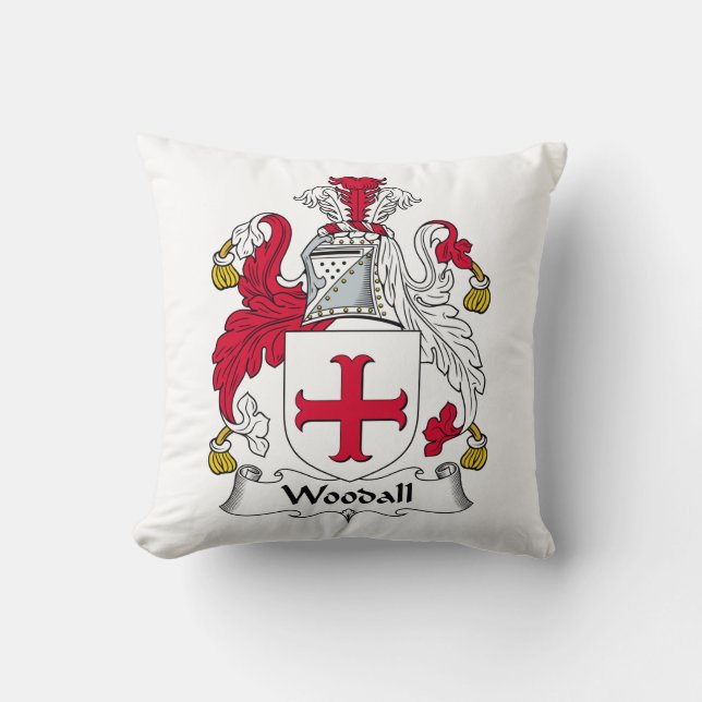 Woodall Family Crest Throw Pillow (Front)