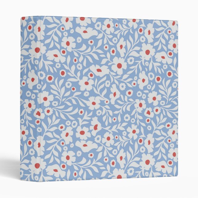 Woodblock Floral Pattern 3 Ring Binder (Front/Spine)