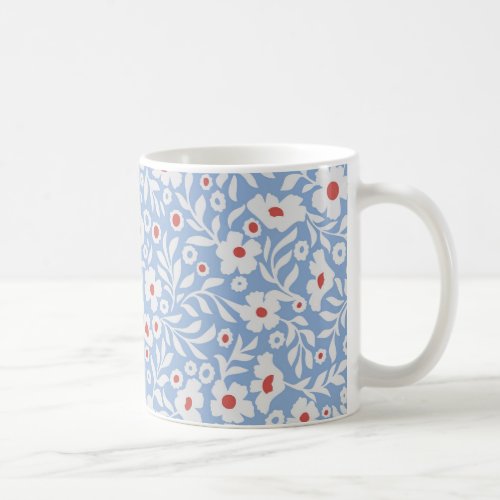 Woodblock Floral Pattern Coffee Mug