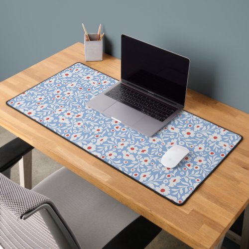 Woodblock Floral Pattern Desk Mat