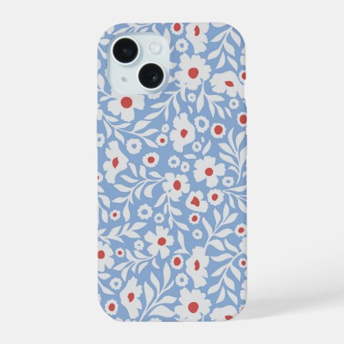 Woodblock Floral Pattern iPhone 15 Case