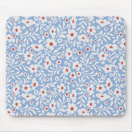 Woodblock Floral Pattern Mouse Pad