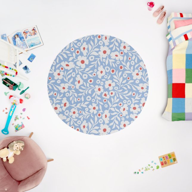 Woodblock Floral Pattern Outdoor Rug (Insitu (Babyroom))