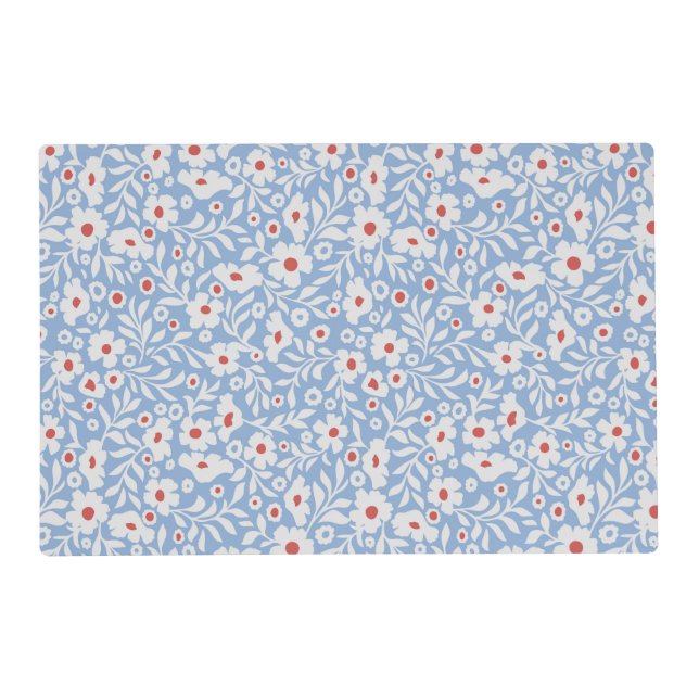 Woodblock Floral Pattern Placemat (Front)