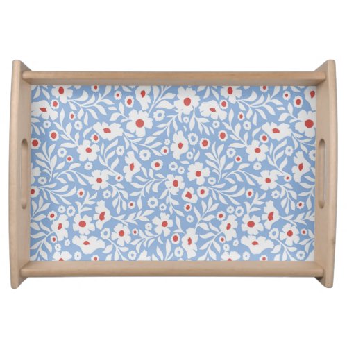 Woodblock Floral Pattern Serving Tray