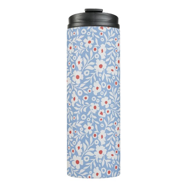 Woodblock Floral Pattern Thermal Tumbler (Front)