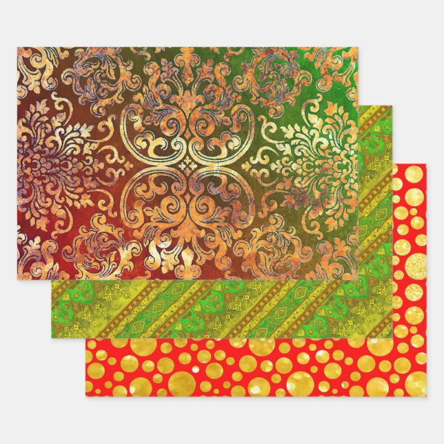 Woodbury, Agra Batik, and Hot Dots Wrapping Paper Sheets (Set)