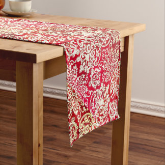 Woodbury gold and fire red short table runner