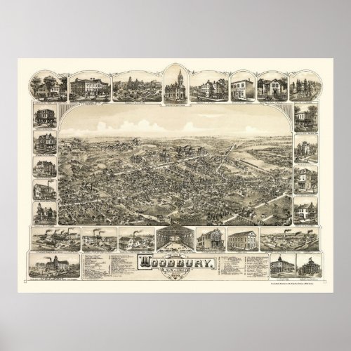 Woodbury NJ Panoramic Map _ 1886 Poster