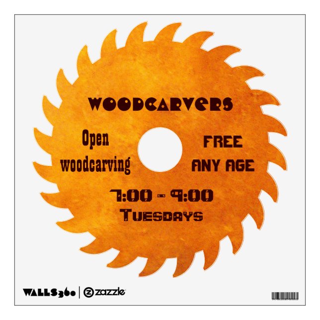 Woodcarvers sign saw shaped wall decal (Front)