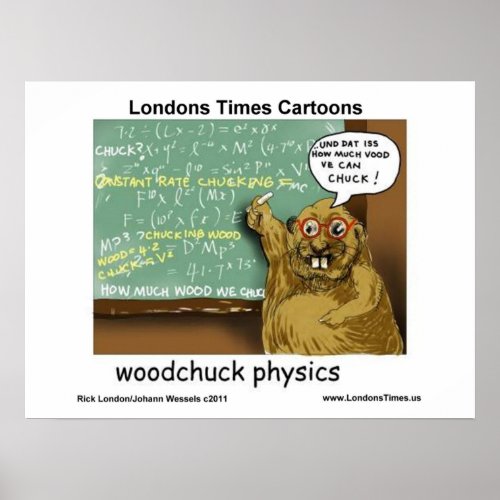 Woodchuck Physics Funny Cartoon Posters