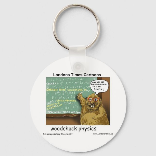 Woodchuck Physics Funny Gifts Tees Mugs & Cards Keychain (Front)