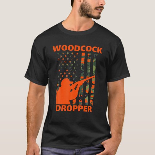 Woodcock Hunting Camo American Flag Bird Hunt Snip T_Shirt