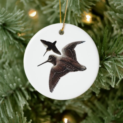 Woodcock hunting ceramic ornament