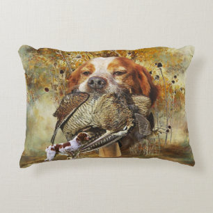 Woodcock hunting with Brittany Spaniel Accent Pillow