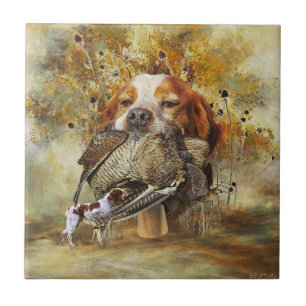Woodcock hunting with Brittany Spaniel      Ceramic Tile