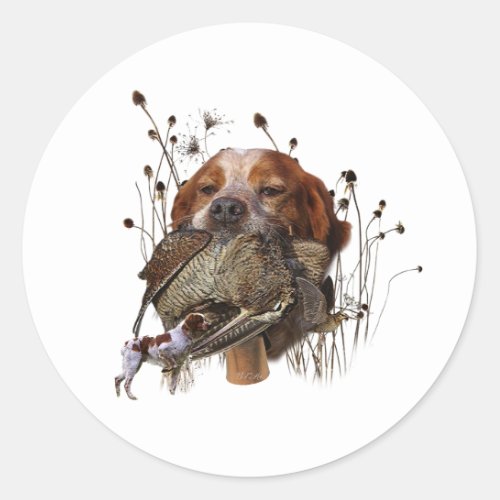 Woodcock hunting with Brittany Spaniel     Classic Round Sticker