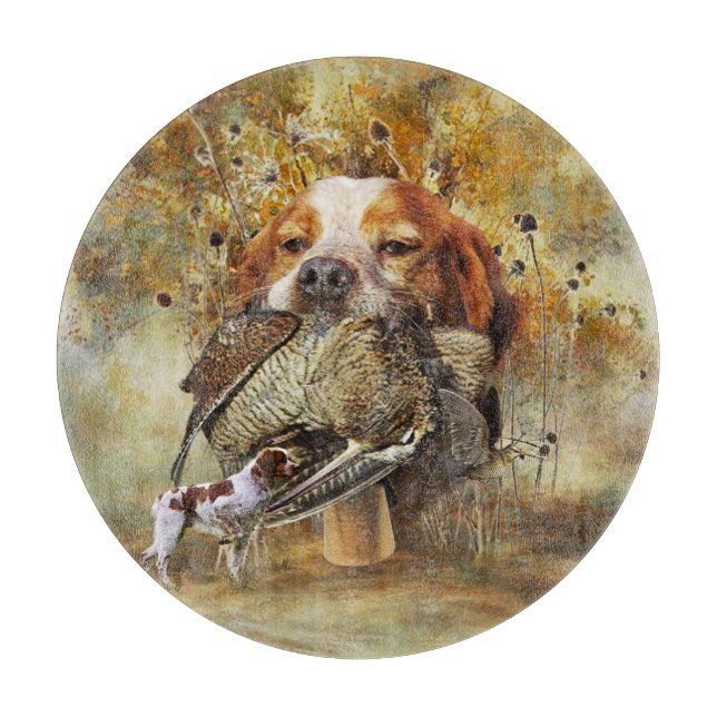 Woodcock hunting with Brittany Spaniel     Cutting Board (Front)
