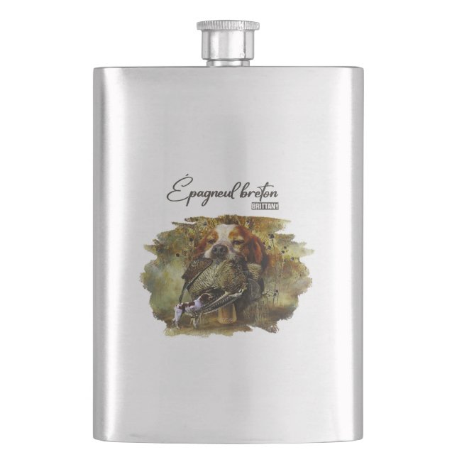 Woodcock hunting with Brittany Spaniel     Flask (Front)