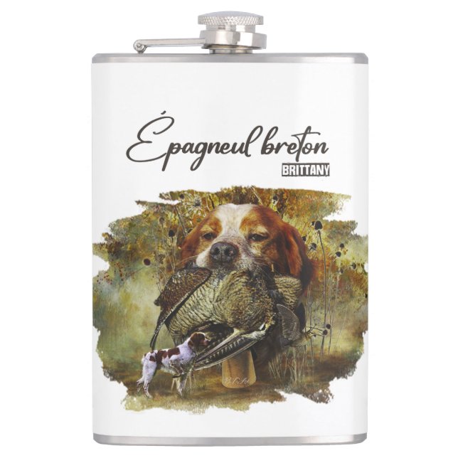 Woodcock hunting with Brittany Spaniel      Flask (Front)