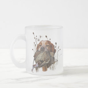 Woodcock hunting with Brittany Spaniel     Frosted Glass Coffee Mug