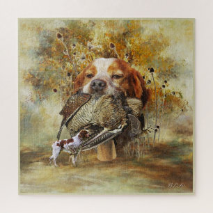 Woodcock hunting with Brittany Spaniel Jigsaw Puzzle