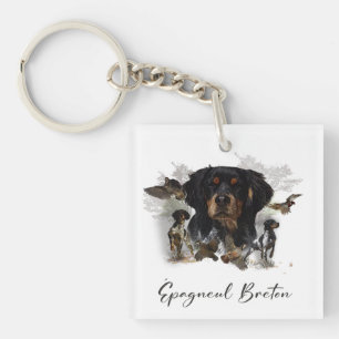 Woodcock hunting with Brittany Spaniel Keychain