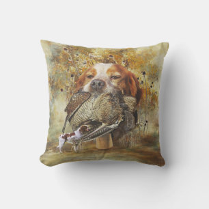 Woodcock hunting with Brittany Spaniel     Outdoor Pillow