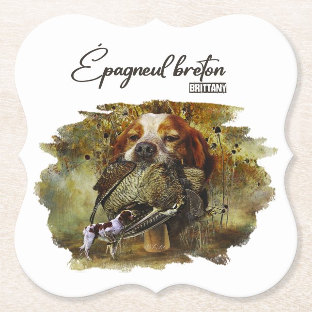 Woodcock hunting with Brittany Spaniel     Paper Coaster (Front)