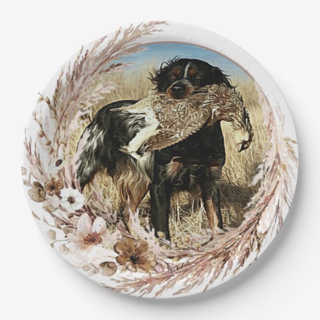 Woodcock hunting with Brittany Spaniel     Paper Plates (Front)