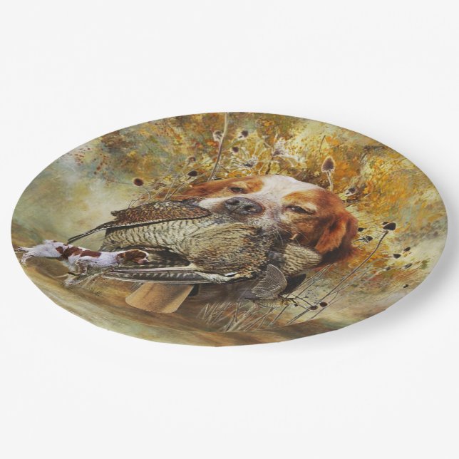 Woodcock hunting with Brittany Spaniel  Paper Plates (Angled)