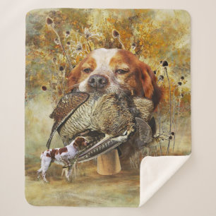 Woodcock hunting with Brittany Spaniel Sherpa Blanket