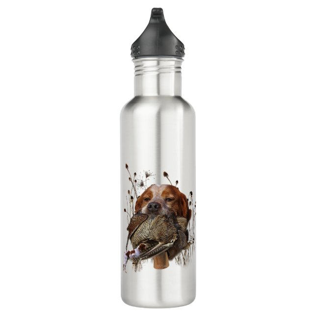 Woodcock hunting with Brittany Spaniel      Stainless Steel Water Bottle (Right)