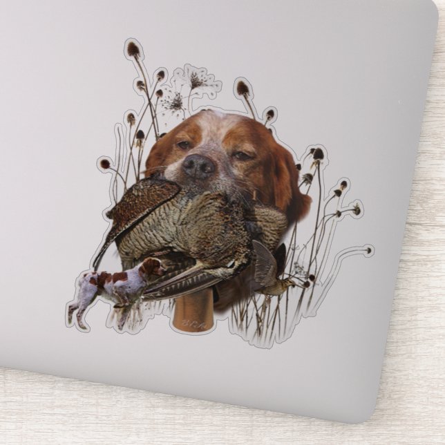 Woodcock hunting with Brittany Spaniel    Sticker (Detail)