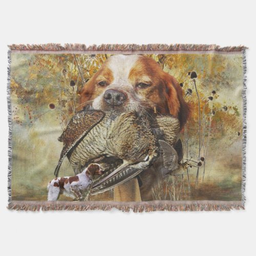 Woodcock hunting with Brittany Spaniel      Throw Blanket