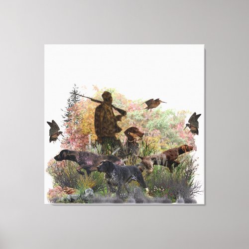 Woodcock hunting with German Shorthaired Pointer T Canvas Print