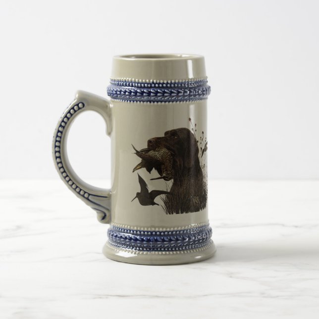 Woodcock Hunting with German Wirehaired Pointer   Beer Stein (Left)