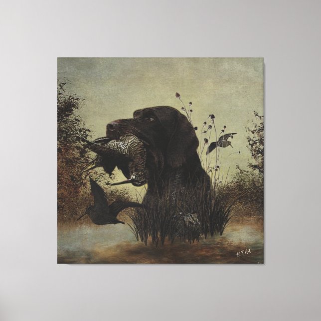 Woodcock Hunting with German Wirehaired Pointer  Canvas Print (Front)