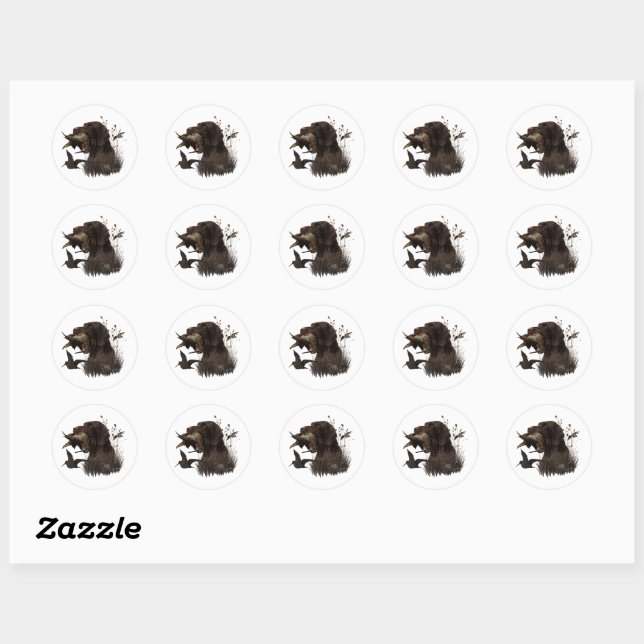 Woodcock Hunting with German Wirehaired Pointer  Classic Round Sticker (Sheet)