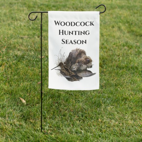 Woodcock Hunting with German Wirehaired Pointer   Garden Flag