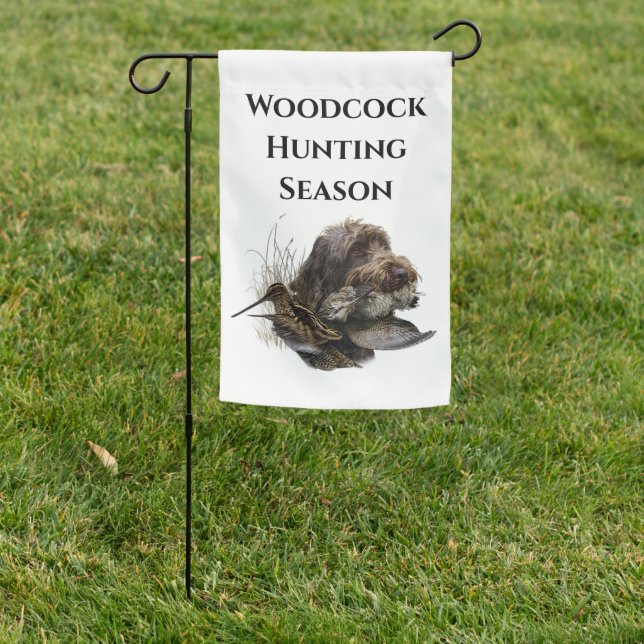 Woodcock Hunting with German Wirehaired Pointer   Garden Flag (In SItu)